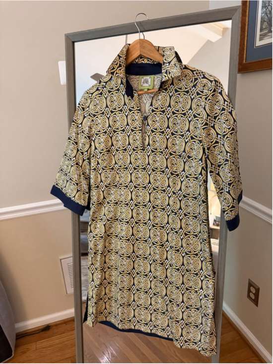 Elizabeth McKay Dresses & Skirts - Women's Elizabeth McKay Shift DressSize 6 Yellow Navy Geometric